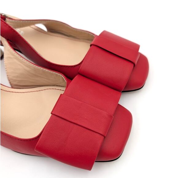 Beautiisoles Makayla Red Leather Comfortable Kitten Heel Women's Size US7 EU38 - Picture 7 of 11